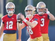 O quarterback do Notre Dame, Steve Angel, provou que ele deveria ser um iniciante