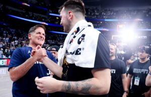 Mark Cuban Luca Donik parecia triste ao ver um golpe de 3 pontos vs. Maverix