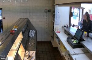 O ladrão corajoso entra no chippé do momento e o golpe do balcão para a jarra de ponta do furto do balcão antes de ser jogado em sua bolsa – o rebanho ao lado do vapor ao seu lado