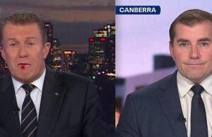 Momento bruto Veterran Nine News Extertyring Peter Overton comete um erro embaraçoso ao vivo no ar