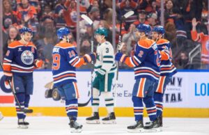 San Jose Sharks Dustin Olph’s Face, Calgary Flame Procurando respostas