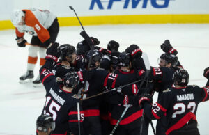 O gol de Power-Play de Stutzal na OT deu aos senadores uma vitória por 4-1 contra o Flyers.