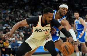 A transportadora de Confton tem no máximo 43 pontos porque os pistões derrotaram Pistons no OT para fechar a temporada regular