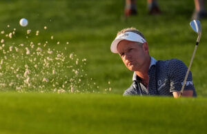 Capitão da Copa da Rider Luke Donald, Kigan Bradley Shine durante a rodada de abertura do campeonato da PGA