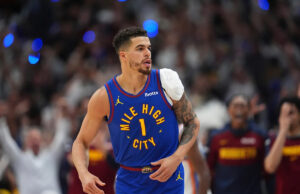 Michael Porter Junior Nougates Crescendo quando jogou pela dor no ombro esquerdo espalhado