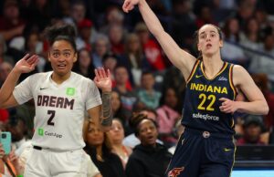 Caitlin Clark voltou para acertar o logotipo e a devolução de 3 pontos