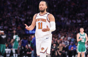 Historic Tihasik Josh Hart anuncia durante o jogo NBA Nix-Celtics 6