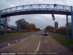 Momento ex-popstar: o finalista do Rivals para sua van na rodovia para salvar a vida de um homem pendurado em uma ponte suspensa