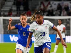 Kate Macario marcou dois gols na vitória das mulheres americanas sobre a Itália por 3 a 0 em dois amistosos