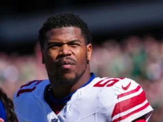 O novato do Giants, Abdul Carter, negou relatos de que ele dormiu durante a caminhada antes de ser colocado no banco para o início do jogo dos Packers.