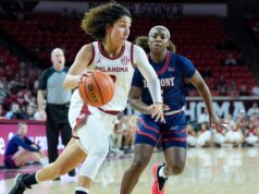 Estatística de Alia Chavez na estreia do basquete feminino de OU contra Belmont