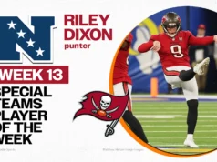 Buccaneers P Riley Dixon vence o Jogador da Semana das Equipes Especiais da NFC após enfrentar os Cardinals