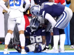 Cowboys WR CD Lamb teve uma queda dura na end zone, descartado com uma concussão