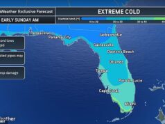 Tempestade monstruosa de fim de semana traz temperaturas congelantes para MIAMI enquanto a onda de frio congela milhões de americanos
