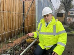 O empresário está lutando contra incorporadores imobiliários que querem derrubar seu muro alto de dois tijolos, que exige um segurança de £ 54 mil por ano para protegê-lo.