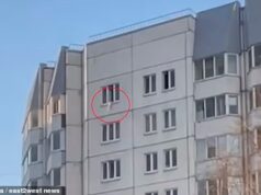 Momento de arrepiar os cabelos, o bebê cai a 3 metros da janela do bloco da torre – antes que as enfermeiras heróicas usem um CASACO para pegá-lo