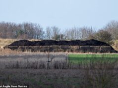 Uma enorme pilha de estrume pegajoso foi despejada a apenas 200 metros da nova casa de Andrew em Sandringham.