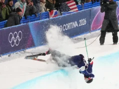 Goepper sai com torção no joelho e tornozelo após acidente de tudo ou nada no jogo olímpico de halfpipe