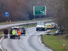 Mulher de 20 anos morre e homem luta por sua vida após acidente de ‘carro perseguido pela polícia’: Motorista, 24, preso