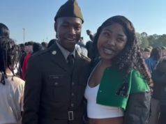 Órfão recém-nascido momentos após o nascimento, quando o pai da Guarda Nacional, 19, atira na esposa, 24, e depois em si mesma