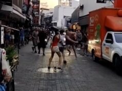 Turistas britânicos brigam com fisiculturista… depois que um deles bate direto em um caminhão estacionado