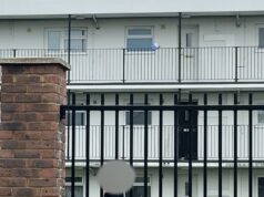 O entregador preguiçoso do DPD do momento joga um pacote de um apartamento de dois andares na varanda para salvar a perna