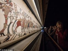 O Museu Britânico pagará £ 1,2 milhão para transportar a Tapeçaria de Bayeux através do Canal da Mancha – já que a obra de arte icônica recebe sua própria escolta policial e serviço especial do Eurostar