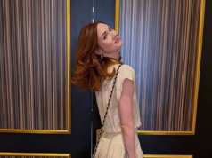 Karen Gillan rouba os holofotes com um design grandioso