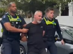 A explosão de tirar o fôlego do motorista acusado de Richmond, de olhos arregalados, depois que ele foi preso por dirigir um veículo de três rodas em uma chuva de faíscas e chamas pelas ruas de Melbourne