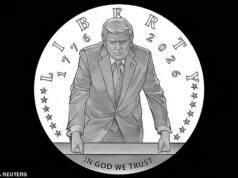 Donald Trump está pronto para revelar uma moeda de ouro de 24 quilates para marcar o 250º ano da independência da Grã-Bretanha
