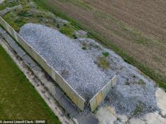 Os basculantes despejam uma enorme montanha de lixo ilegal em um campo de aviação abandonado da 2ª Guerra Mundial – enquanto o proprietário de terras é levado a tribunal