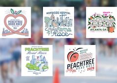 Aqui estão os designs de camisetas de 2026 para o Northside Hospital Peachtree Road Race