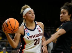 Johnson acertou uma cesta de 3 pontos e Virginia venceu o Arizona State por 57-55 no Women’s First Four.