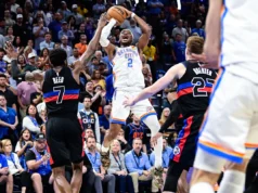 Gilgeous-Alexander explode por 47 pontos enquanto Thunder supera os Pistons por 114-110 no OT