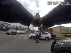 A polícia divulgou vídeo do policial envolvido atirando no suspeito após uma perseguição em La Presa