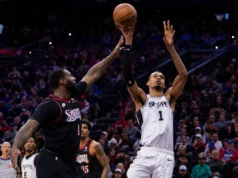 Harper marca 22, Spurs se recupera da primeira derrota em 12 jogos para superar o 76ers por 131-91