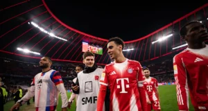 Jamal Musiala na primeira partida do Bayern de Munique após lesão