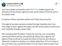 Trump está pronto para usar “força militar esmagadora” contra o Irã se o regime não cumprir o prazo para reabrir o Estreito de Ormuz, alerta seu principal aliado