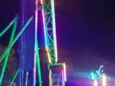 O momento aterrorizante em que uma mulher é jogada de um passeio de carnaval nos braços do homem que a pega e salva o dia