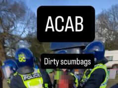 A polícia o derrubou no chão e deixou o raver sem lei ensanguentado e sem fôlego – enquanto a polícia o atacava à força com garrafas e dava uma “resposta proporcional”