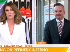 Teorias de conspiração selvagens abundam depois que uma das duas últimas refinarias de petróleo da Austrália pegou fogo quando Nat Barr pergunta: ‘Foi sabotagem?’