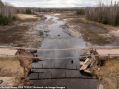 O belo Lago Michigan desapareceu depois que uma barragem privada próxima quebrou