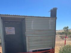 Uma mulher que caiu no ralo de um banheiro externo ficou presa até a cintura em fezes humanas por três horas antes de ser finalmente resgatada.