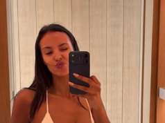 Maya Jama posa de biquíni minúsculo e de mãos dadas com o namorado Ruben Dias enquanto compartilha um álbum de fotos romântico da escapada romântica do casal em Roma