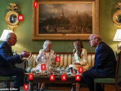 Chá real com Trump! Dentro da reunião vespertina do Rei e da Rainha com o presidente dos EUA e Melania – os favoritos de Sua Majestade, de Fortnum e Mason Earl Grey a bolo de frutas e scones
