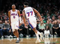 O novato VJ Edgecombe e Tyrese Maxey impulsionam o 76ers para derrotar o Celtics e empatar a série 1-1