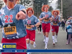 Grupo de Alexey Lalad e outras celebridades vistas correndo na Maratona de Boston de 2026
