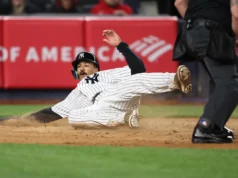 Stanton teve seu primeiro roubo desde 2020, acertando uma única corrida de 2 corridas na vitória dos Yankees por 9-7 sobre os Marlins.