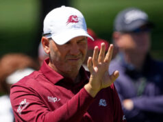 Sergio Garcia se exibindo na última rodada do Masters