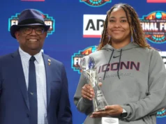 Sarah Strong, estrela do segundo ano da UConn, foi eleita a Jogadora do Ano da AP no basquete universitário feminino